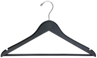 black wooden coat hanger